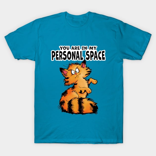 Personal Space Cat T-Shirt by Kerrycartoons